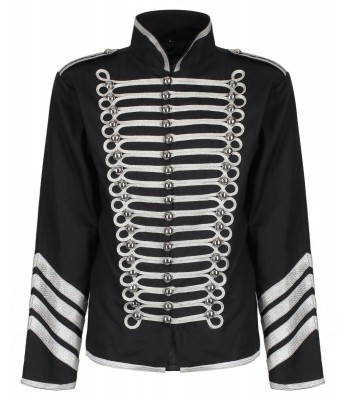 Men Silver Gold Military Jacket Drummer Gothic Army Parade Jacket